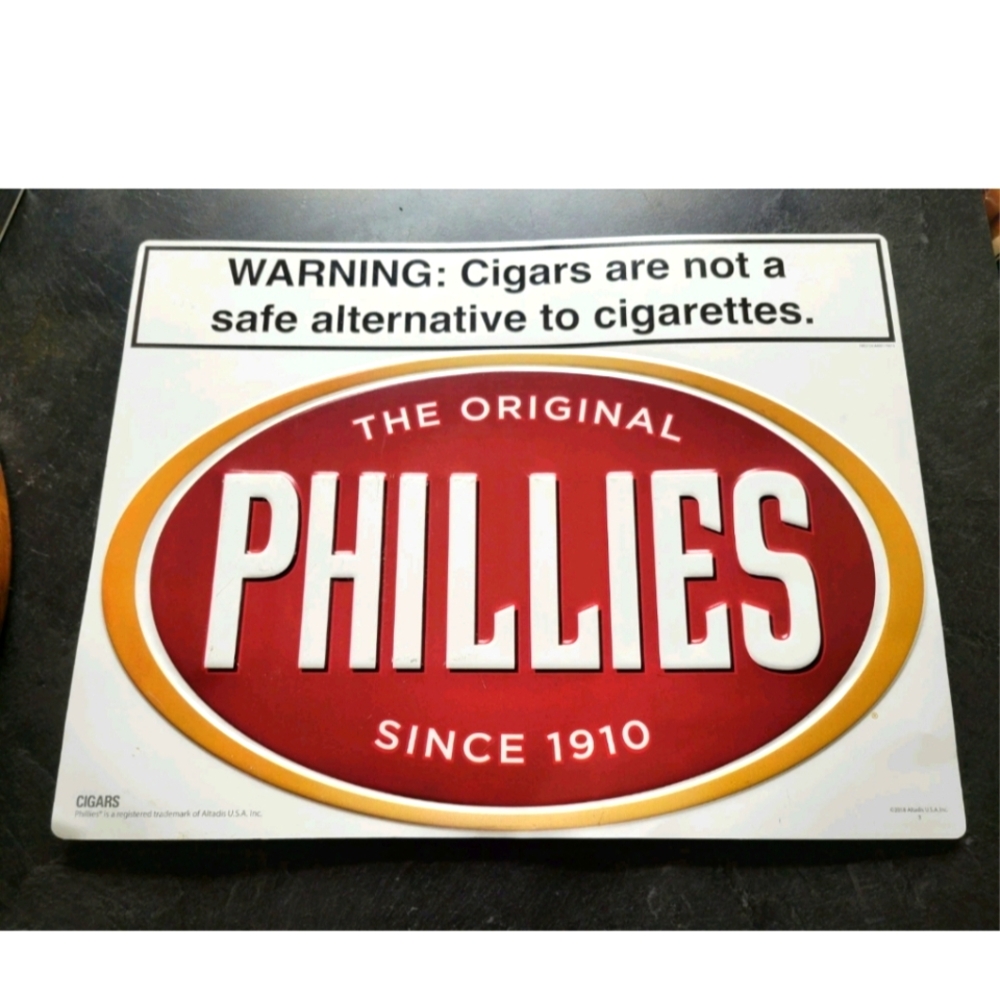 NEW Original Phillies Cigars Blunts 1910 Embossed Tobacco METAL Sign 17×13 Promo